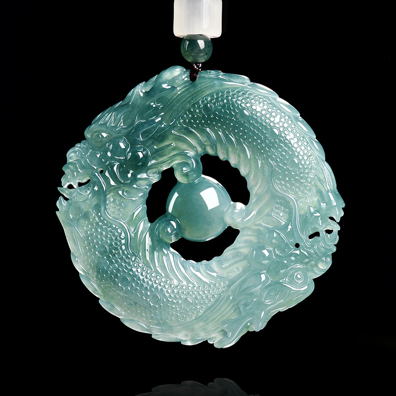 Jewelry & Watches Company - Naturalny Prawdziwy Szmaragdowy Niebieski Jadeitowy Wisiorek