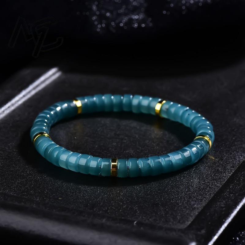 Jewelry & Watches Review - Naturalny Jadeit Niebieski Wodny Koraliki Abakusowe